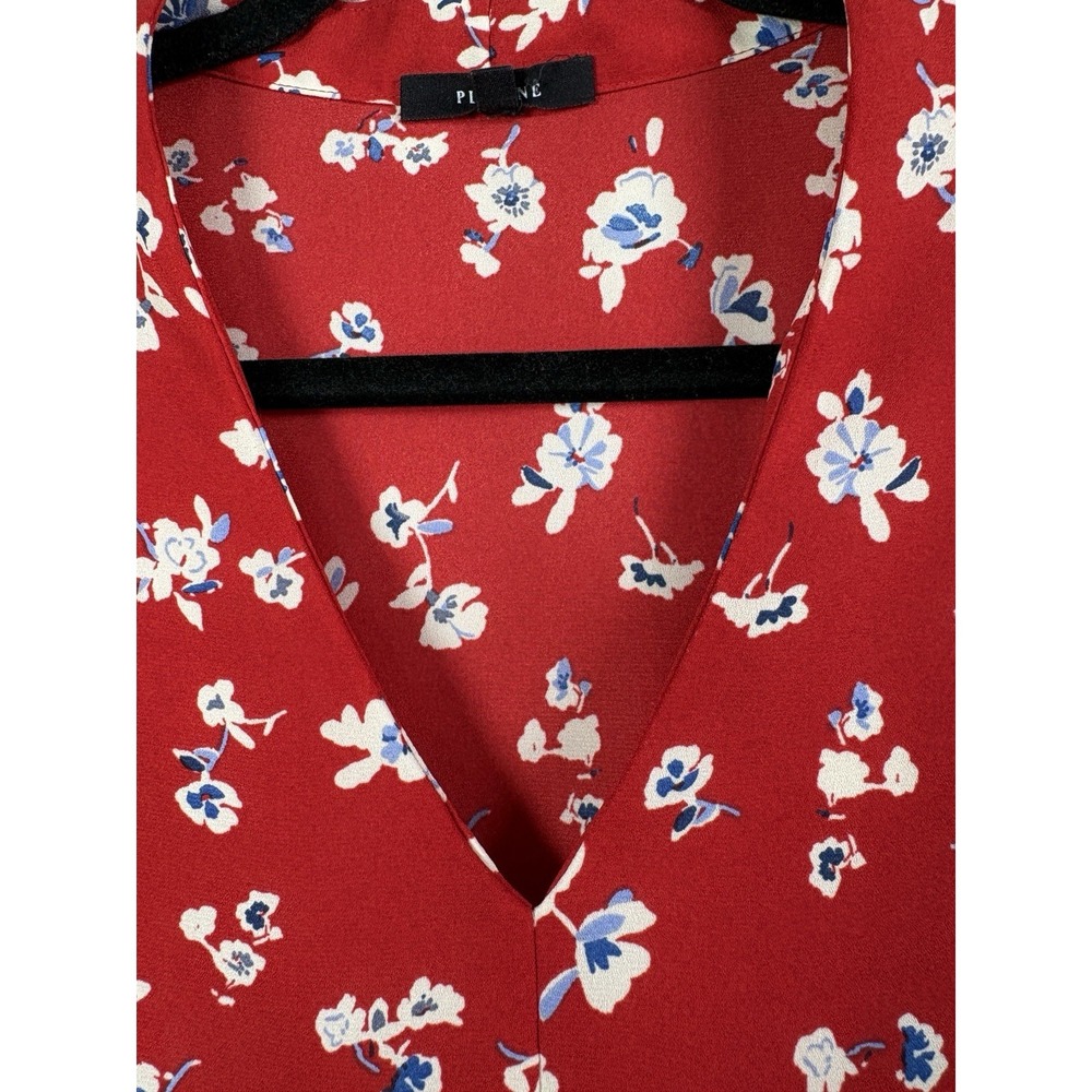 Pleione Top Women Sz M Red Multicolor Floral Casual Career Shirt Cap Sleeve READ - Picture 3 of 10